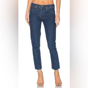 Re/Done Originals High Rise Rigid Crop in Dark Wash Button Fly Size‎ 24 Normcore